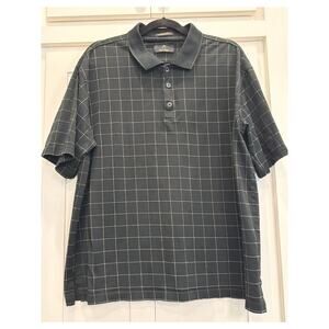 Gary Player 100% Cotton black windowpane Golf Polo LG